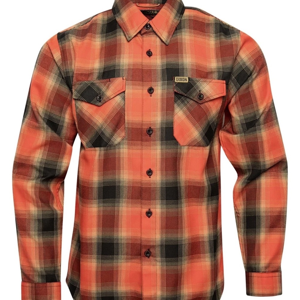 DIXXON Men's Orange and Black Plaid Shirt